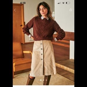 Sezane Lisette cream corduroy skirt SOLD OUT